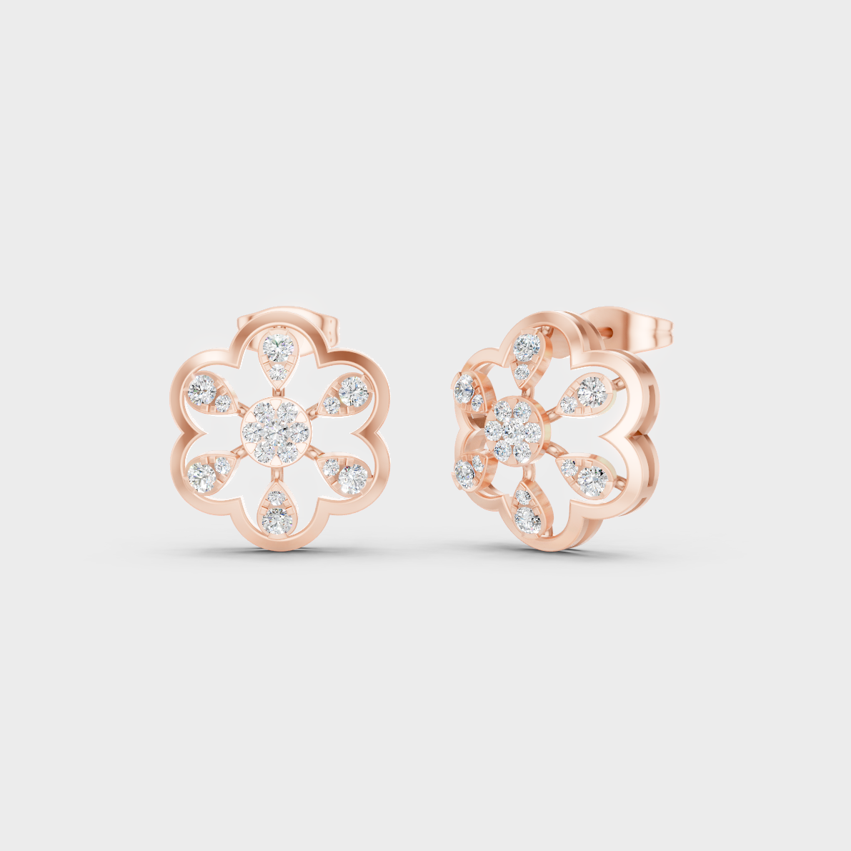 Modern 18K Rose Gold Stud Earrings With 0.60 Ct TW Round Lab-Grown Diamonds